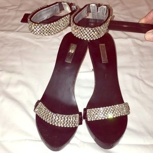 Dollhouse Rhinestone Ankle Strap Platform Sandals